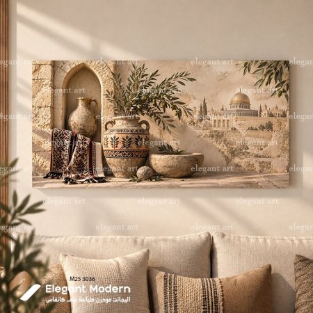 تراث القدس والجرار الفخارية وأغصان الزيتون
